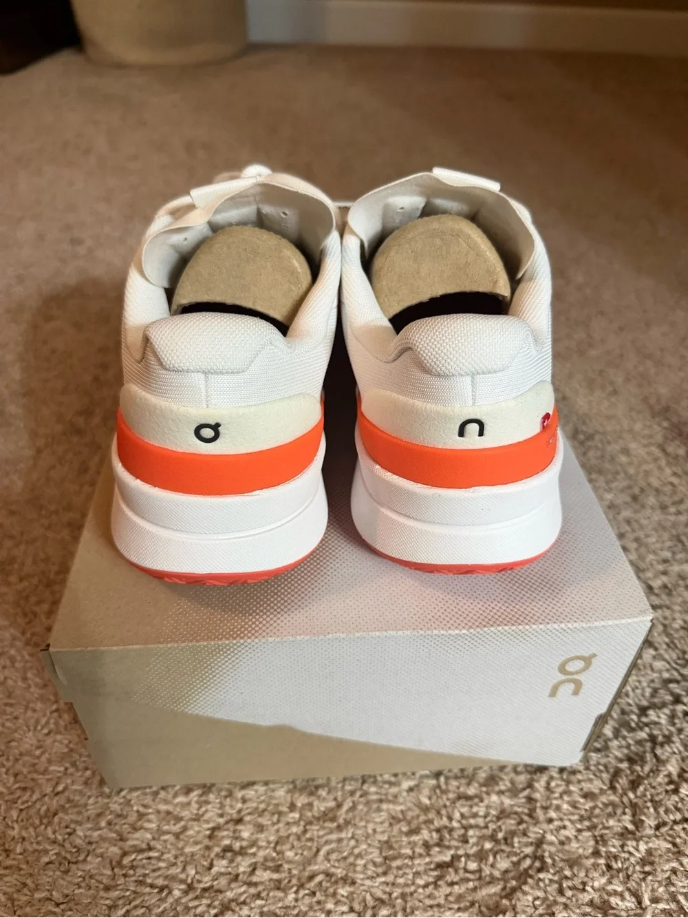 On Cloudnova Lightweight Sneakers in White with Coral Accents